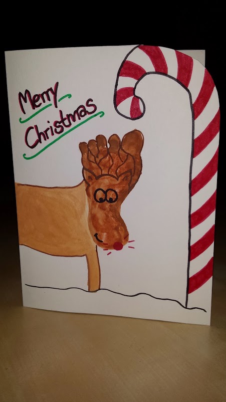 Rudolph painted with baby feet