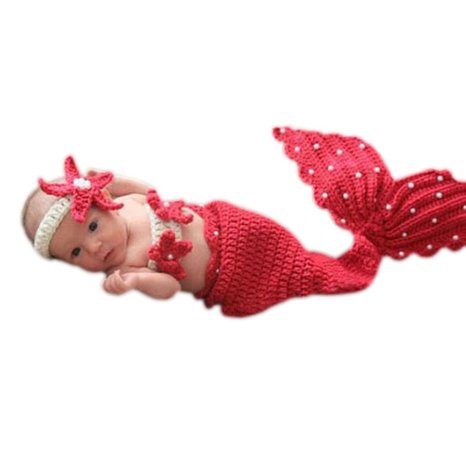 crocheted pink mermaid costume for infants