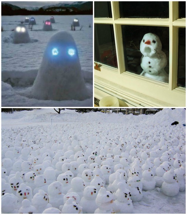 bizarre snowmen