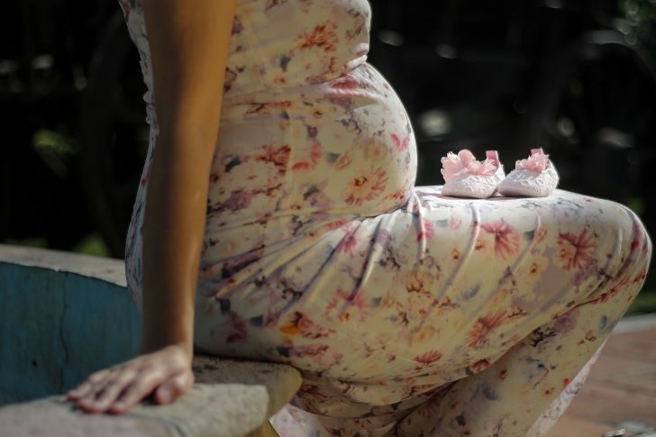 Pregnant Woman Sitting on a Bench